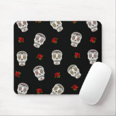 RAB Rockabilly Sugar Skulls Rozen op zwart Muismat (Met muis)