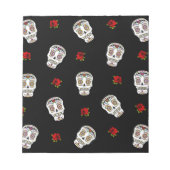 RAB Rockabilly Sugar Skulls Rozen op zwart Notitieblok (Voorkant)