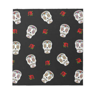 RAB Rockabilly Sugar Skulls Rozen op zwart Notitieblok