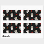 RAB Rockabilly Sugar Skulls Rozen op zwart Rechthoekige Sticker (Vel)