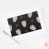RAB Rockabilly Sugar Skulls Rozen op zwart Rechthoekige Sticker (Envelop)