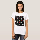 RAB Rockabilly Sugar Skulls Rozen op zwart T-shirt (Voorkant volledig)