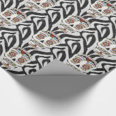 RAB Rockabilly Suiker Schedel op Zebraprint Cadeaupapier (Hoek)