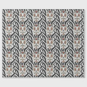 RAB Rockabilly Suiker Schedel op Zebraprint Cadeaupapier (Vlak)