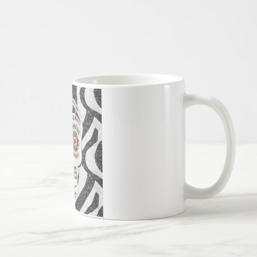 RAB Rockabilly Suiker Schedel op Zebraprint Koffiemok (Rechts)