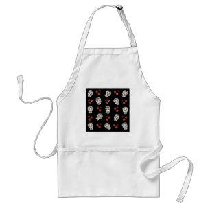 RAB Rockabilly Suiker Schedels Kersen Op Zwart Standaard Schort