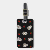 RAB Rockabilly Suiker Schedels Rozen Op Zwart Bagagelabel (Voorkant verticaal)