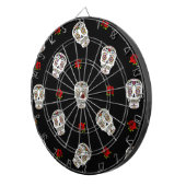RAB Rockabilly Suiker Schedels Rozen Op Zwart Dartbord (Voorkant Rechts)