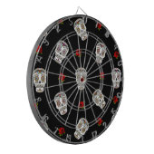 RAB Rockabilly Suiker Schedels Rozen Op Zwart Dartbord (Voorkant Links)