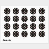 RAB Rockabilly Suiker Schedels Rozen Op Zwart Ronde Sticker (Vel)