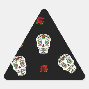 RAB Rockabilly Suiker Schedels Rozen Op Zwart Sticker