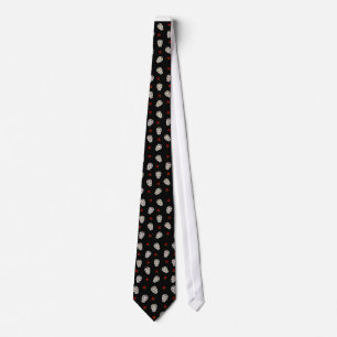 RAB Rockabilly Suiker Schedels Rozen Op Zwart Stropdas