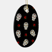 RAB Rockabilly Suiker Schedels Rozen Op Zwarte Keramisch Ornament (Rechts)