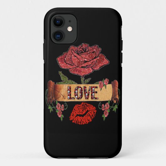 RAB Rockabilly Valentijn Rozen, Love & Lipstick Case-Mate iPhone Case (Achterkant)