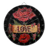 RAB Rockabilly Valentijn Rozen, Love & Lipstick Dartbord (Voorkant)