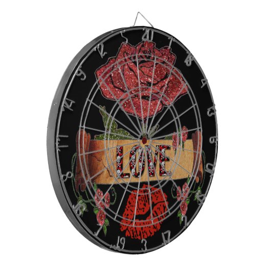 RAB Rockabilly Valentijn Rozen, Love & Lipstick Dartbord (Voorkant Links)