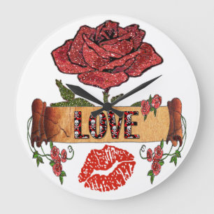 RAB Rockabilly Valentijn Rozen, Love & Lipstick Grote Klok