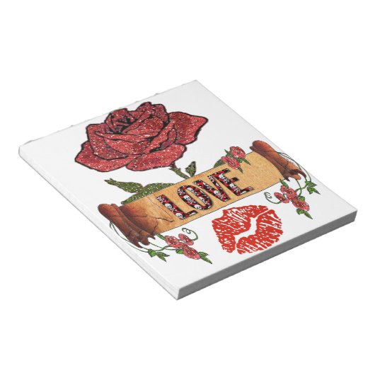 RAB Rockabilly Valentijn Rozen, Love & Lipstick Notitieblok (Schuin)