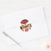 RAB Rockabilly Valentijn Rozen, Love & Lipstick Ronde Sticker (Envelop)