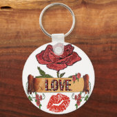 RAB Rockabilly Valentijn Rozen, Love & Lipstick Sleutelhanger (Voorkant)