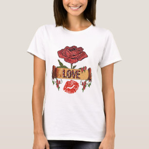 RAB Rockabilly Valentijn Rozen, Love & Lipstick T-shirt