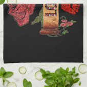 RAB Rockabilly Valentijn Rozen, Love & Lipstick Theedoek (Gevouwen)