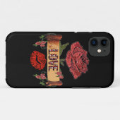 RAB Rockabilly Valentijnsrozen, Liefde & Lippensti Case-Mate iPhone Case (Achterkant (horizontaal))