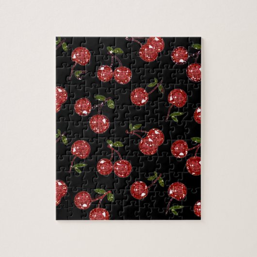 RAB Rockabilly Very Cherry Kersen Op Zwart Legpuzzel (Verticaal)