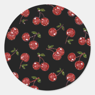 RAB Rockabilly Very Cherry Kersen Op Zwart Ronde Sticker
