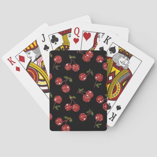 RAB Rockabilly Very Cherry Kersen Op Zwart Speelkaarten (Achterkant)