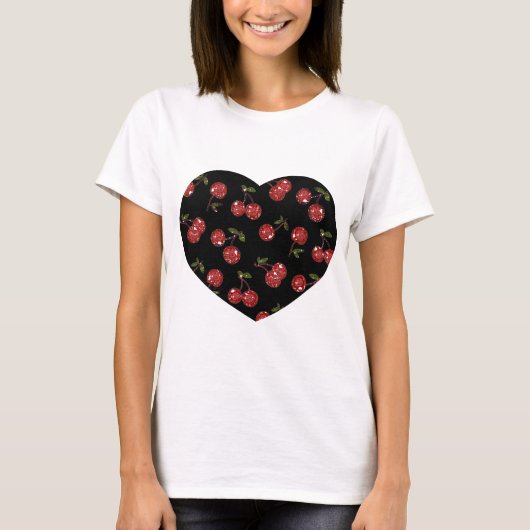 RAB Rockabilly Very Cherry Kersen Op Zwart T-shirt (Voorkant)