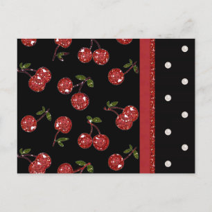 RAB Rockabilly Very Cherry Kersen Zwart Briefkaart
