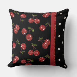 RAB Rockabilly Very Cherry Kersen Zwart Kussen