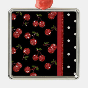 RAB Rockabilly Very Cherry Kersen Zwart Metalen Ornament