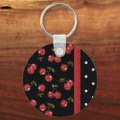 RAB Rockabilly Very Cherry Kersen Zwart Sleutelhanger (Voorkant)