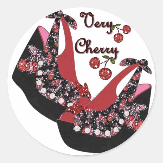 RAB Rockabilly Very Cherry Schoenen Ronde Sticker (Voorkant)