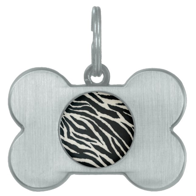 RAB Rockabilly Zebra Print Black & White Huisdieren Naamplaatje (voorkant)