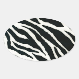 RAB Rockabilly Zebra Print Black & White Ovale Sticker