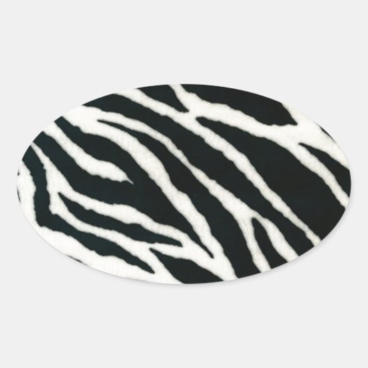 RAB Rockabilly Zebra Print Black & White Ovale Sticker (Voorkant)
