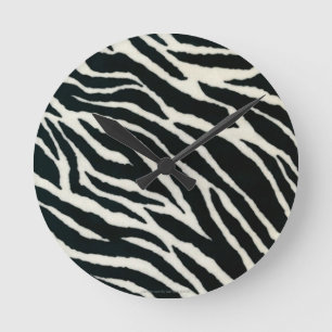 RAB Rockabilly Zebra Print Black & White Ronde Klok