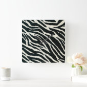 RAB Rockabilly Zebra Print Black & White Vierkante Klok (Huis)