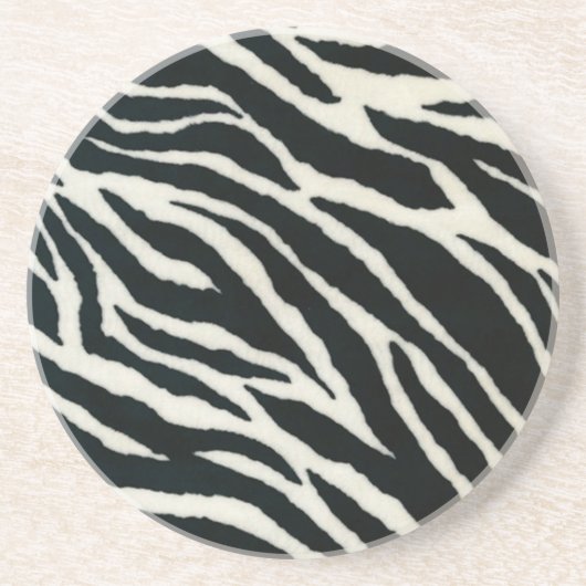 RAB Rockabilly Zebra Print Black & White Zandsteen Onderzetter (Voorkant)