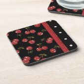 RAB Rockabilly Zeer Cherry Cherries Black Bier Onderzetter (Linkerzijde)