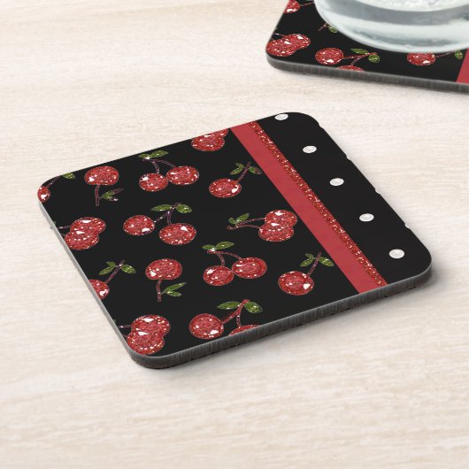 RAB Rockabilly Zeer Cherry Cherries Black Bier Onderzetter (Linkerzijde)