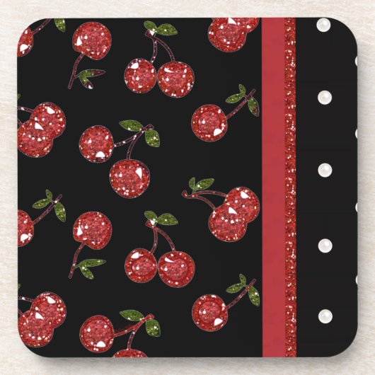 RAB Rockabilly Zeer Cherry Cherries Black Bier Onderzetter (Voorkant)
