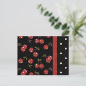 RAB Rockabilly Zeer Cherry Cherries Black Briefkaart (Staand voorkant)