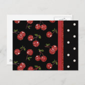 RAB Rockabilly Zeer Cherry Cherries Black Briefkaart (Voorkant / Achterkant)