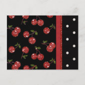RAB Rockabilly Zeer Cherry Cherries Black Briefkaart (Voorkant)