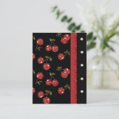 RAB Rockabilly Zeer Cherry Cherries Black Briefkaart (Staand voorkant)
