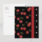 RAB Rockabilly Zeer Cherry Cherries Black Briefkaart (Voorkant / Achterkant)